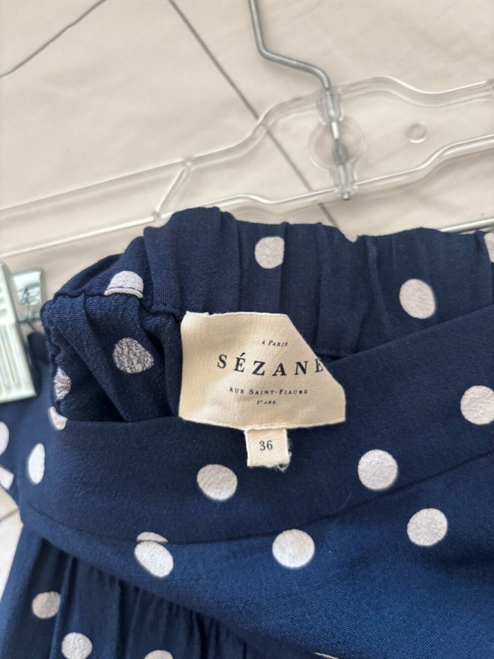 Sezane Tammie Skirt Navy Polka Dots 36 - Picture 6 of 6